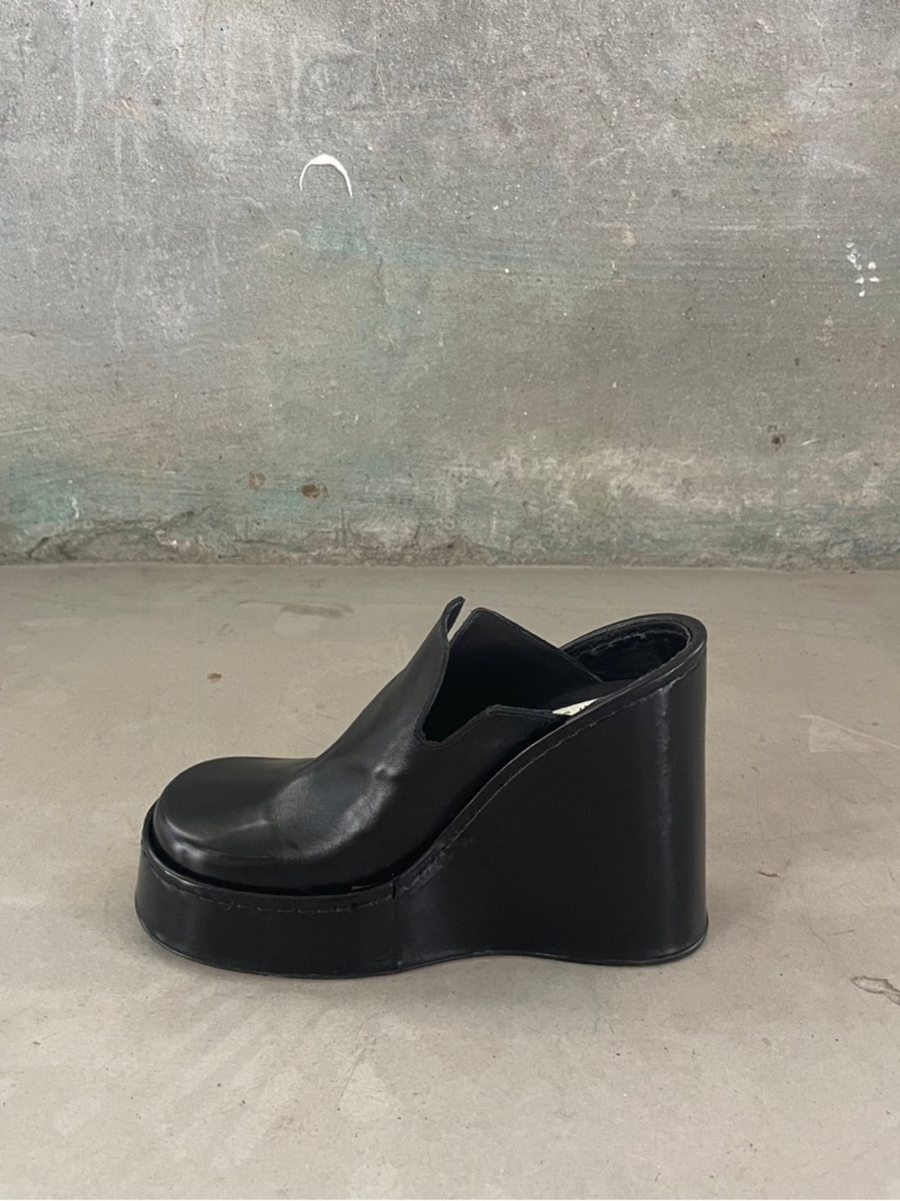 Miista Black Leather Sculptural Platform Wedge Booties Shoes EU 37 or US 7 - Picture 2 of 16